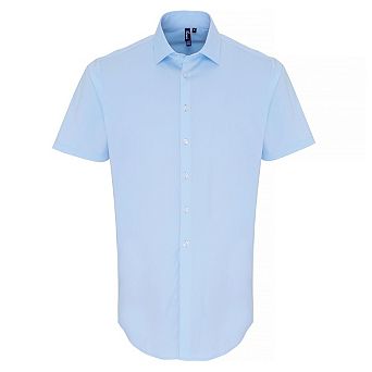 Premier Mens Stretch Fit Poplin Short Sleeve Shirt