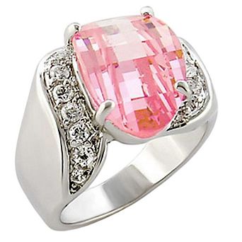 Alamode 925 Sterling Silver Cubic Zirconia Cushion Ring