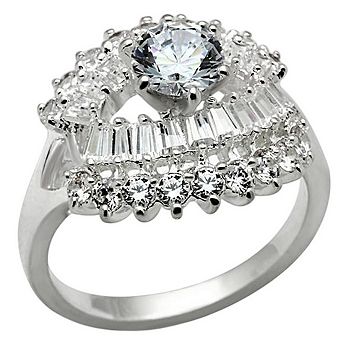 Alamode 925 Sterling Silver Cubic Zirconia Encrusted Eye Ring
