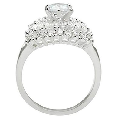 Alamode 925 Sterling Silver Cubic Zirconia Encrusted Eye Ring