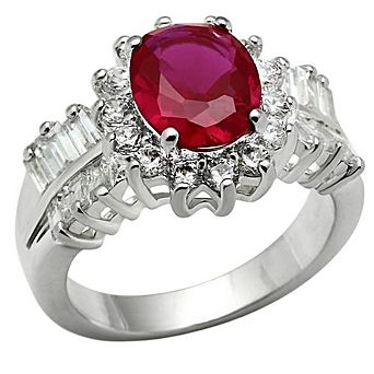 Alamode 925 Sterling Silver Cubic Zirconia Fingers Oval Ring