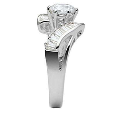 Alamode 925 Sterling Silver Cubic Zirconia Diagonal Split Ring