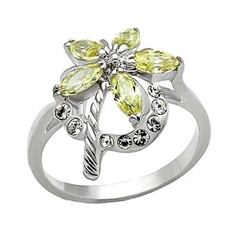 Alamode 925 Sterling Silver Cubic Zirconia Flower Ring
