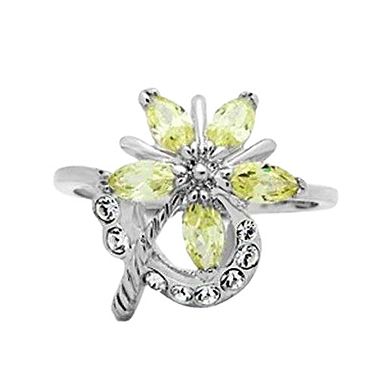 Alamode 925 Sterling Silver Cubic Zirconia Flower Ring
