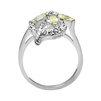 Alamode 925 Sterling Silver Cubic Zirconia Flower Ring