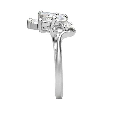Alamode 925 Sterling Silver Cubic Zirconia Floral Ring