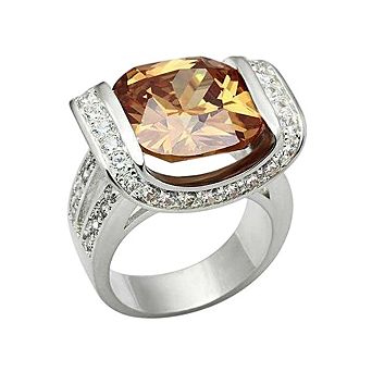 Alamode 925 Sterling Silver Cubic Zirconia Cushion Ring