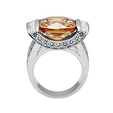Alamode 925 Sterling Silver Cubic Zirconia Cushion Ring