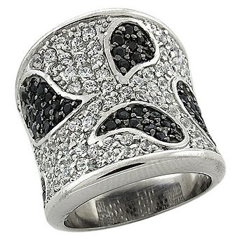 Alamode 925 Sterling Silver Cubic Zirconia Droplet Ring