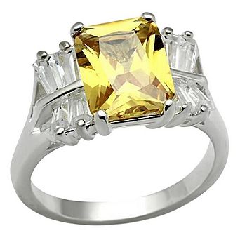 Alamode 925 Sterling Silver Cubic Zirconia Gemstone Ring