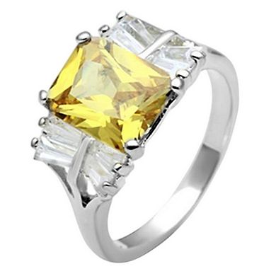Alamode 925 Sterling Silver Cubic Zirconia Gemstone Ring