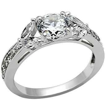 Alamode 925 Sterling Silver Cubic Zirconia Cluster Ring