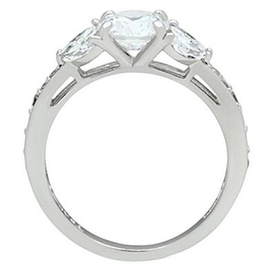 Alamode 925 Sterling Silver Cubic Zirconia Cluster Ring