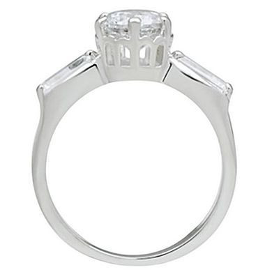 Alamode 925 Sterling Silver Cubic Zirconia Classic Round Ring