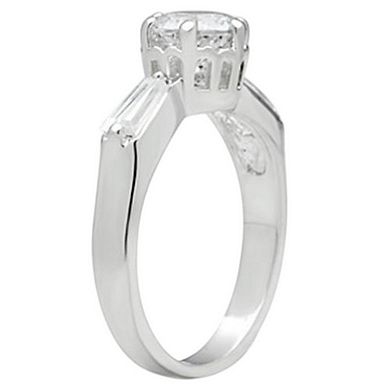 Alamode 925 Sterling Silver Cubic Zirconia Classic Round Ring