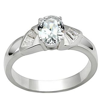 Alamode 925 Sterling Silver Cubic Zirconia Cut Out Ring