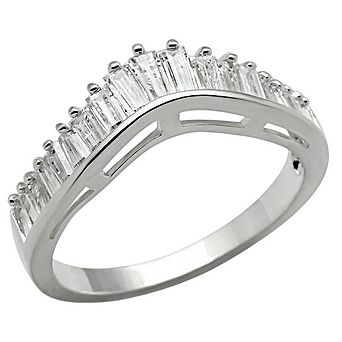 Alamode 925 Sterling Silver Cubic Zirconia Crown Ring