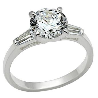 Alamode 925 Sterling Silver Cubic Zirconia Gem Ring