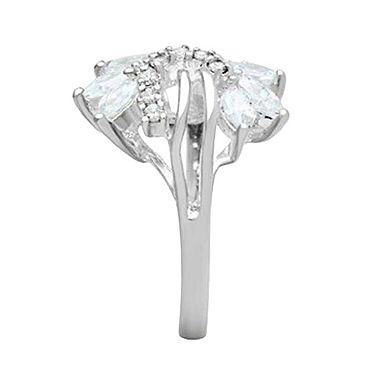 Alamode 925 Sterling Silver Cubic Zirconia Flower Ring