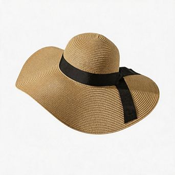 Womens UPF 50+ Wide Brim Straw Beach Sun Hat