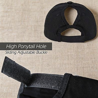 Womens Distressed Retro Washed Ponytail Baseball Hat