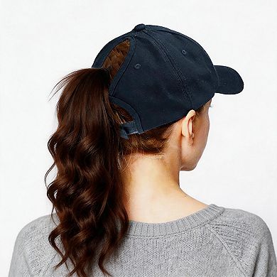 Womens Distressed Retro Washed Ponytail Baseball Hat