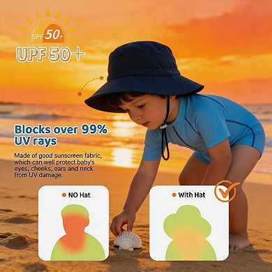 UPF 50+ Adjustable Wide Brim Baby Bucket Sun Hat