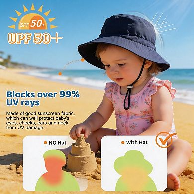 UPF 50+ Adjustable Wide Brim Baby Bucket Sun Hat