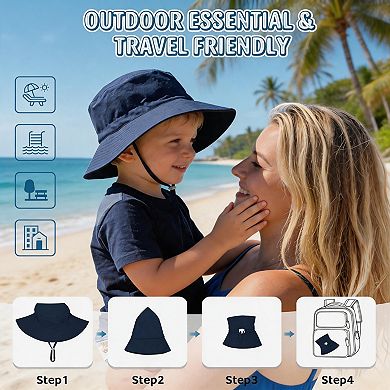 UPF 50+ Adjustable Wide Brim Baby Bucket Sun Hat