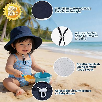 UPF 50+ Adjustable Wide Brim Baby Bucket Sun Hat