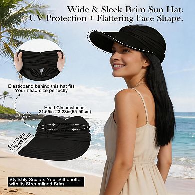 Women UV Protection Wide Brim Packable Sun Visor Hat