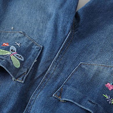 Arrival Autumn Girls Colorful Flowers Pattern Denim Pants