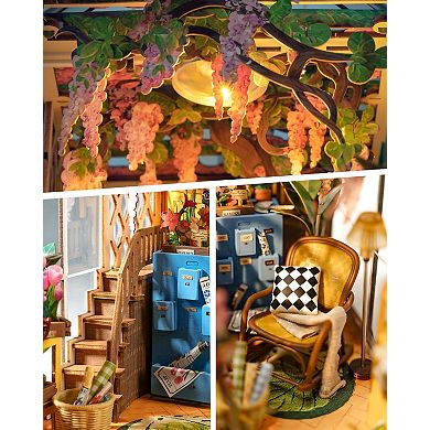 Rolife DIY Book Nook Kit Garden House, DIY Miniature Booknook Kit Creative Bookend Bookshelf Insert