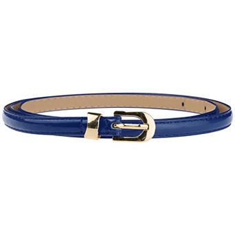 Women's Skinny Belt Thin Waist Belts with Gold Metal Buckle for Dress Jeans