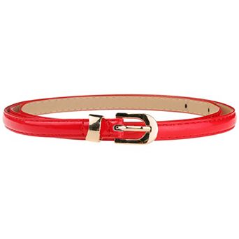 Women's Skinny Belt Thin Waist Belts with Gold Metal Buckle for Dress Jeans