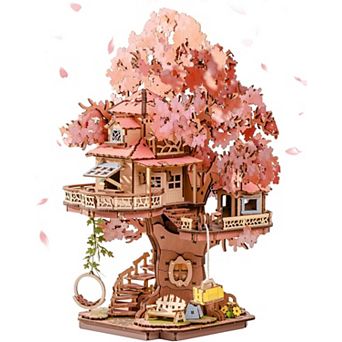 Rolife Cherry Blossom Bonsai Tree Plants, Japanese Sakura Tree House Flowers Building Set