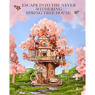 Rolife Cherry Blossom Bonsai Tree Plants, Japanese Sakura Tree House Flowers Building Set