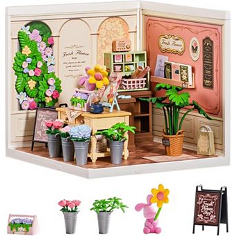 Rolife Super Creator Kits Fresh Flower Shop, Tiny House Building Block Building Kits