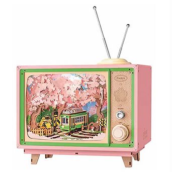 Rolife 3D Puzzle Sakura Dreamy Tour, 3D Wooden Puzzles TV Music Box, Creative Craft Kits Model Kits