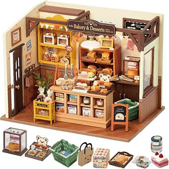 Rolife DIY Miniature Doll House Kit, Build Becka's Bakery Diorama House Building Set