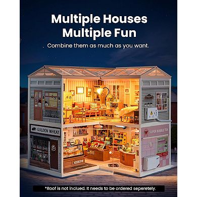 Rolife Cozy Living Lounge DIY Mini Plastic House Building Set with LED Suitable for Mini Figures