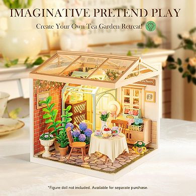Rolife Blooming Tea Garden Super Creator-DIY Plastic Mini House for Adults, Mini Blocks Building Set