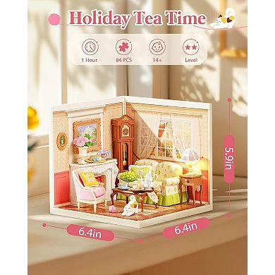 Rolife Holiday Tea Time Tiny House Building Blocks for Little Dolls, DIY Plastic Model Kits