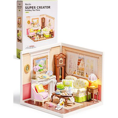 Rolife Holiday Tea Time Tiny House Building Blocks for Little Dolls, DIY Plastic Model Kits