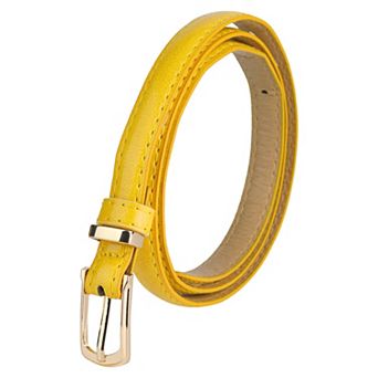 Womens Patent Leather PU Skinny Waist Belt for Jeans with Alloy Buckle
