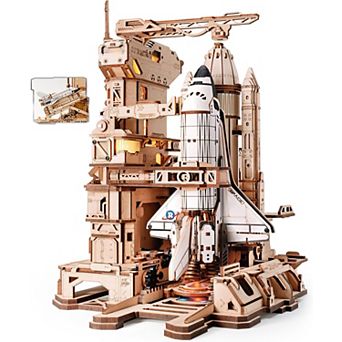 ROKR 3D Puzzles for Adults Space Shuttle, Interactive DIY Building Model with Lighting