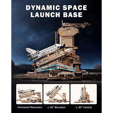 ROKR 3D Puzzles for Adults Space Shuttle, Interactive DIY Building Model with Lighting
