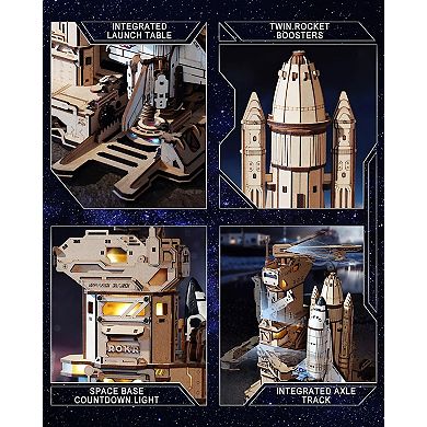 ROKR 3D Puzzles for Adults Space Shuttle, Interactive DIY Building Model with Lighting