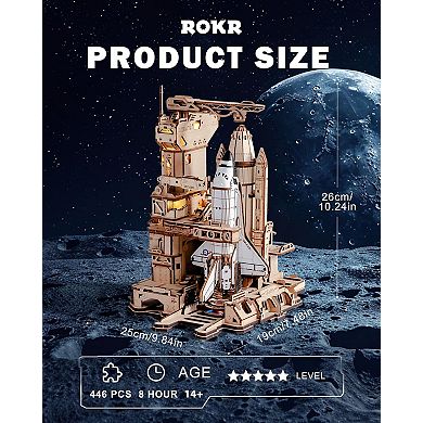 ROKR 3D Puzzles for Adults Space Shuttle, Interactive DIY Building Model with Lighting