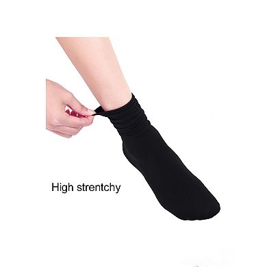 Women Elastic Selvedge Cuffs Sheer Nylon Crew Socks 2 Pairs